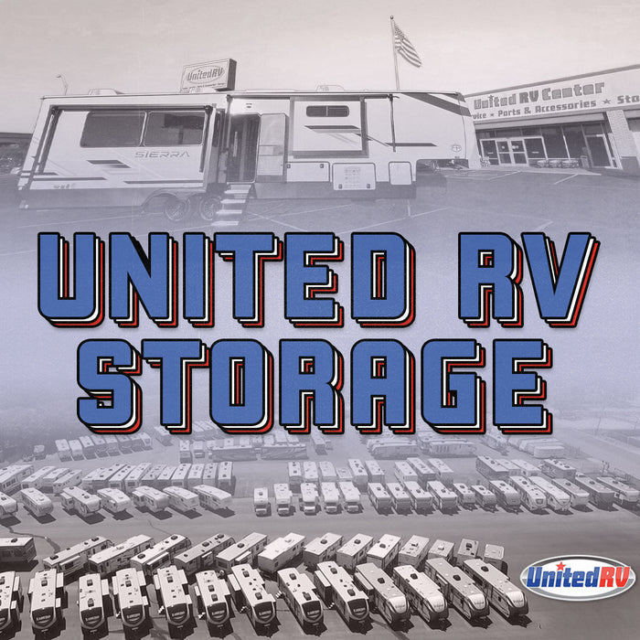United RV Storage facility with RVs parked in secure lot - Gated RV Storage Dallas Fort Worth | United RV Parts