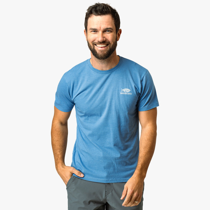 Azure Heather $Model is 6'0" 182lbs Size M$