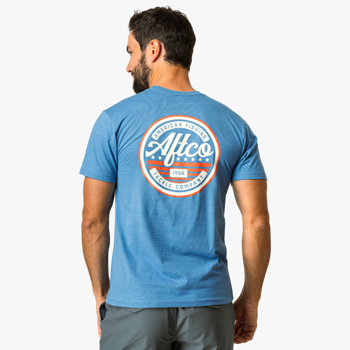 Azure Heather $Model is 6'0" 182lbs Size M$