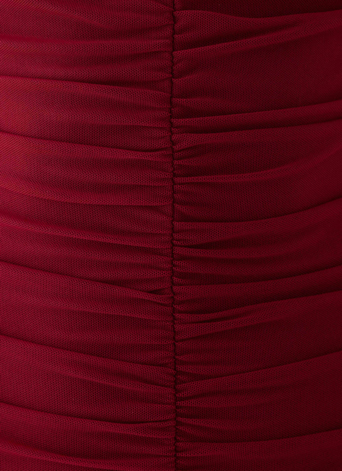 Valcera Ruched Midi Dress - Maroon