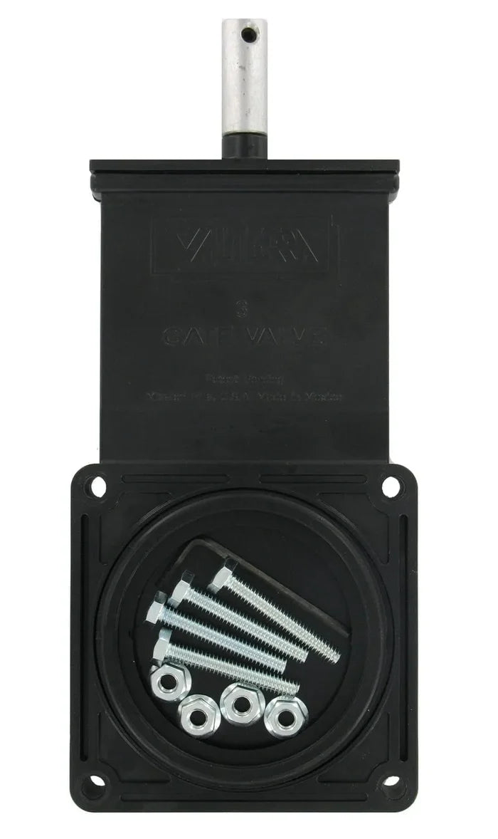 Black Valterra 3" RV Sewer Waste Valve Body T1003PBC with Hardware - Front View | United RV Parts