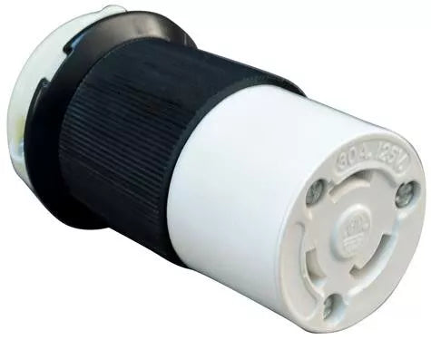 Black White Valterra 30A Female Twist Lock Connector A10-30FDT - Front Angle | United RV Parts