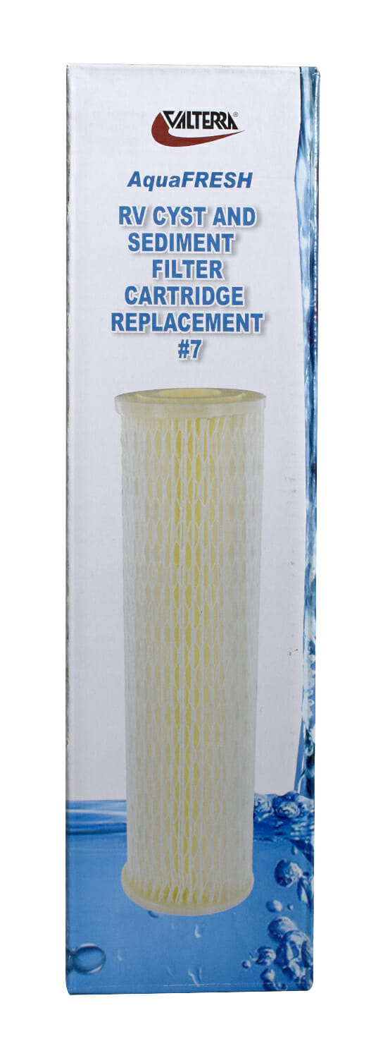 Valterra AquaFresh 10" RV Water Filter Cartridge Replacement #7 - Box Front View | United RV Parts