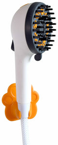 White Valterra Wash&Wag Pet Shower Head with Orange Paw Holder and Hose - Side Profile | United RV Parts