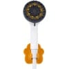 Valterra RV Pet Shower Head Seated in Orange Paw-Shaped Wall Bracket - Front View | United RV Parts