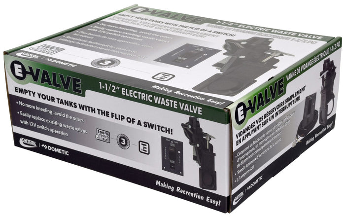 Valterra E-Valve 1.5 Inch Electric Waste Valve System - Product Packaging | United RV Parts