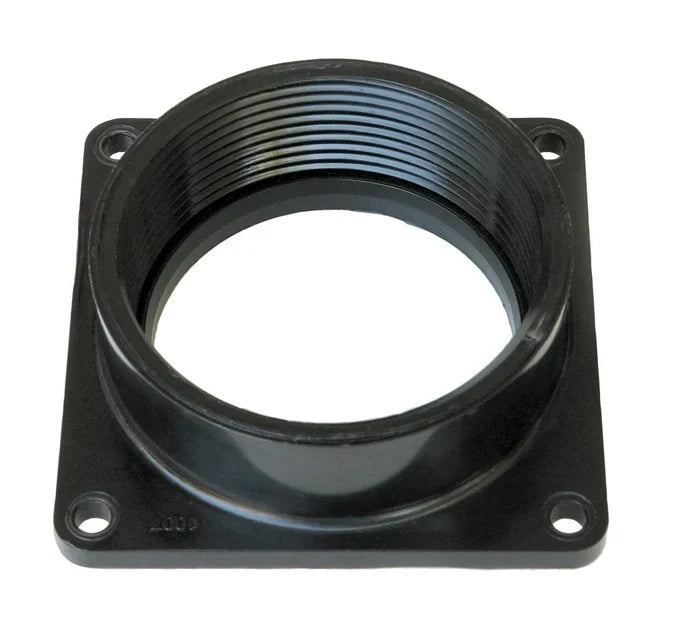 Valterra T1007 Black ABS Flanged Valve Fitting 3" FPT - Top Angle | United RV Parts