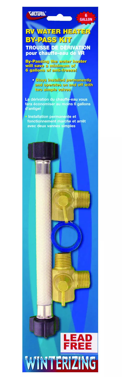 Valterra 6 Gallon RV Water Heater By-Pass Kit P23503LFVP with Brass Valves - Package Front | United RV Parts
