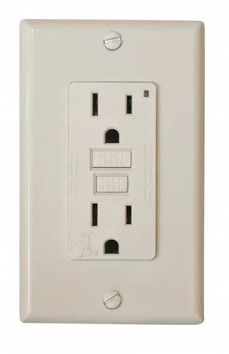 White Valterra GFI Receptacle DG151VP with Reset Button and Wall Plate - Front View | United RV Parts