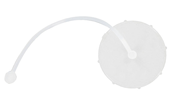 White Plastic RV Water Inlet Cap with Tether - Side View | United RV Parts