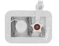 White Metal RV Water Inlet Hatch - Top View with Components | United RV Parts