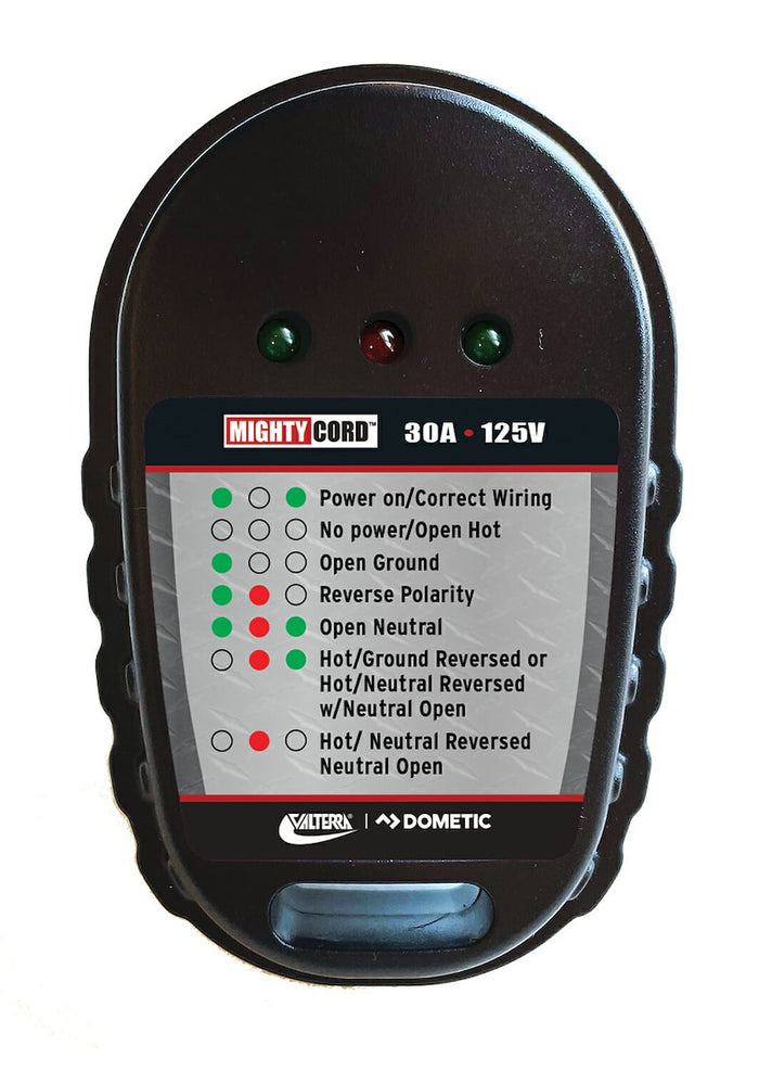 Black Valterra Mighty Cord 30 Amp RV Circuit Tester A10-30CTVP - Front View | United RV Parts