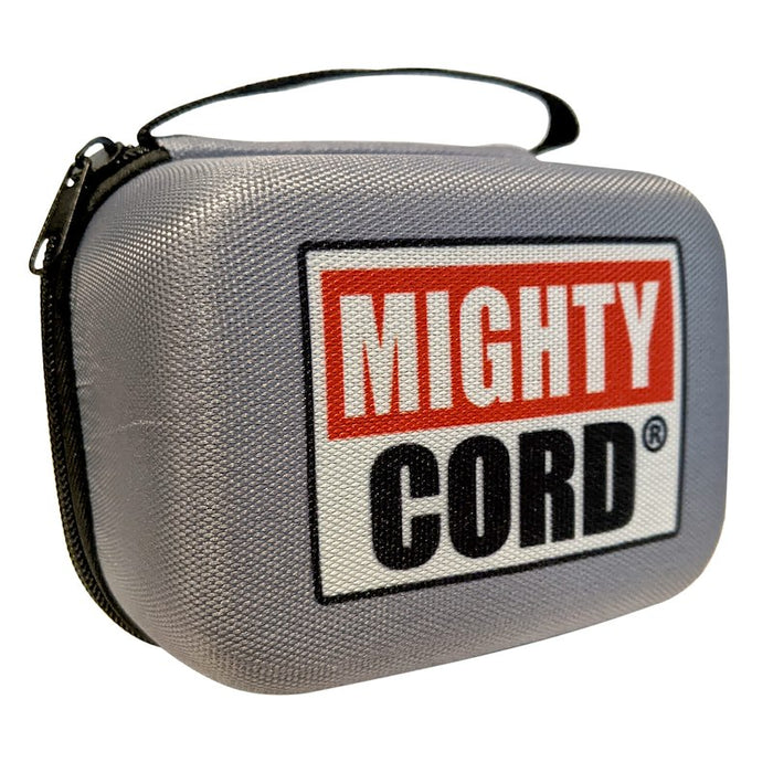 Grey Hard Shell Mighty Cord RV Circuit Tester Carrying Case - Logo Detail View | United RV Parts