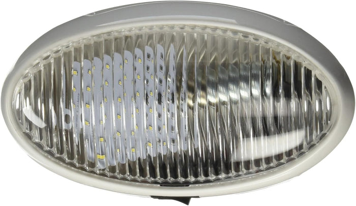 White Oval Valterra 12V Porch LED Light DG52730VP - Front View | United RV Parts
