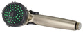 Nickel Valterra Phoenix Handheld RV Shower Head with Green Spray Nozzles - Side View | United RV Parts