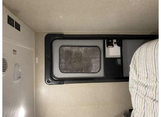 Valterra A10-1600 RV Door Window Cover Installed in RV Interior - In-Use View | United RV Parts