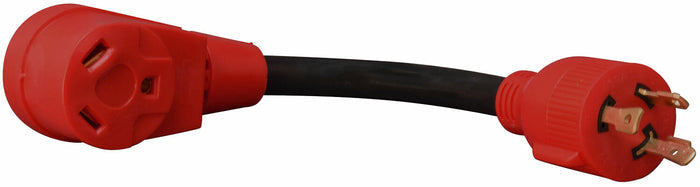 Red Valterra RV Generator Adapter A10-G30330VP Dogbone 3-Prong to 30A - Side View | United RV Parts