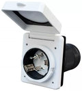 White Valterra 50 Amp RV Power Inlet A10-50INVP - Open Cover Front View | United RV Parts