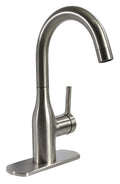 Brushed Nickel Single Handle Bar Faucet PF231410 - Side Angle with Deck Plate | United RV Parts