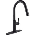 Matte Black Single Handle Bar Faucet with Base Plate - Front View | United RV Parts