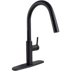 Matte Black Single Handle Bar Faucet with Base Plate - Front View | United RV Parts