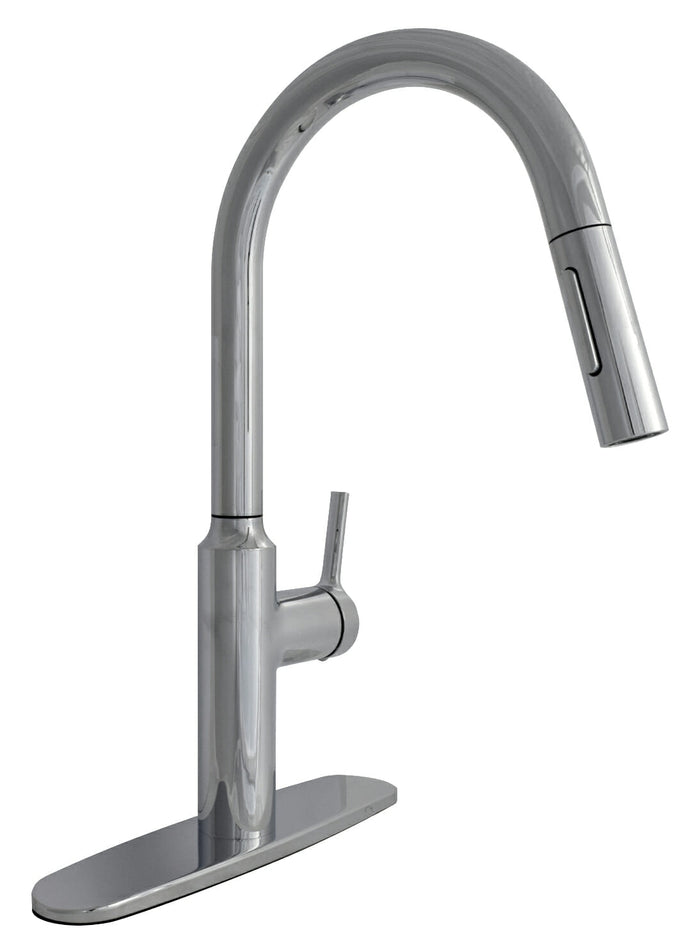 Chrome Single Handle Pull Down RV Kitchen Faucet - Front Angle View | United RV Parts