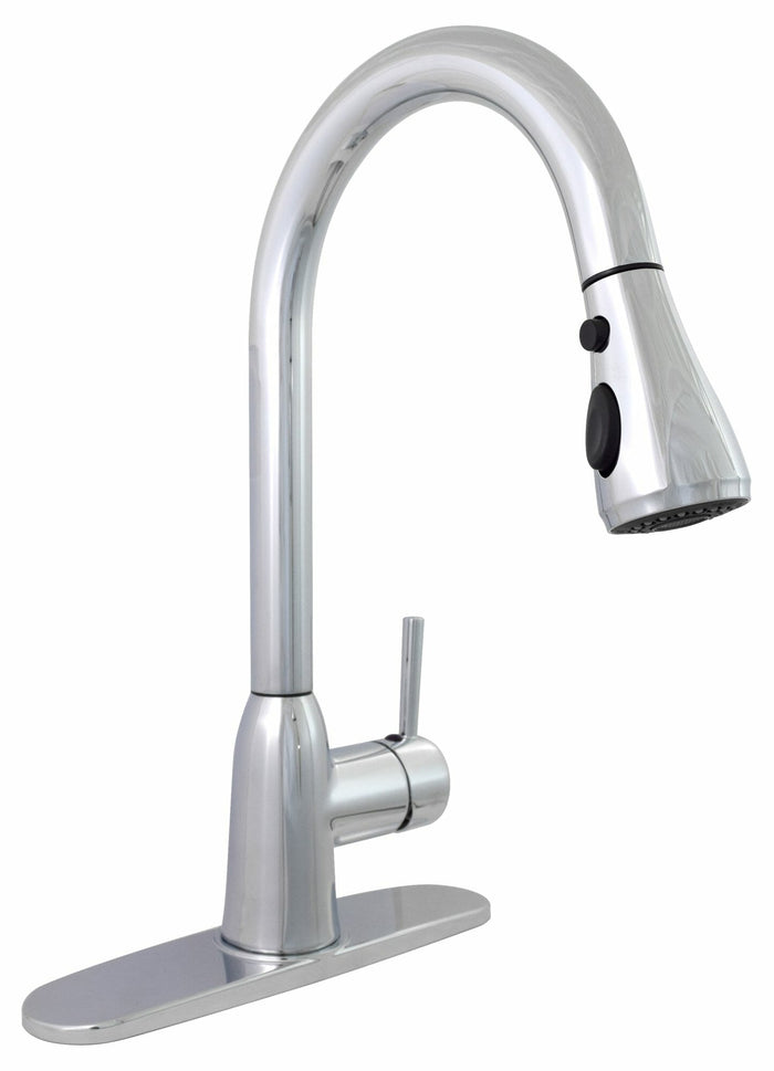 Chrome Valterra PF231366 Single Handle Pull-Down RV Kitchen Faucet - Front View | United RV Parts