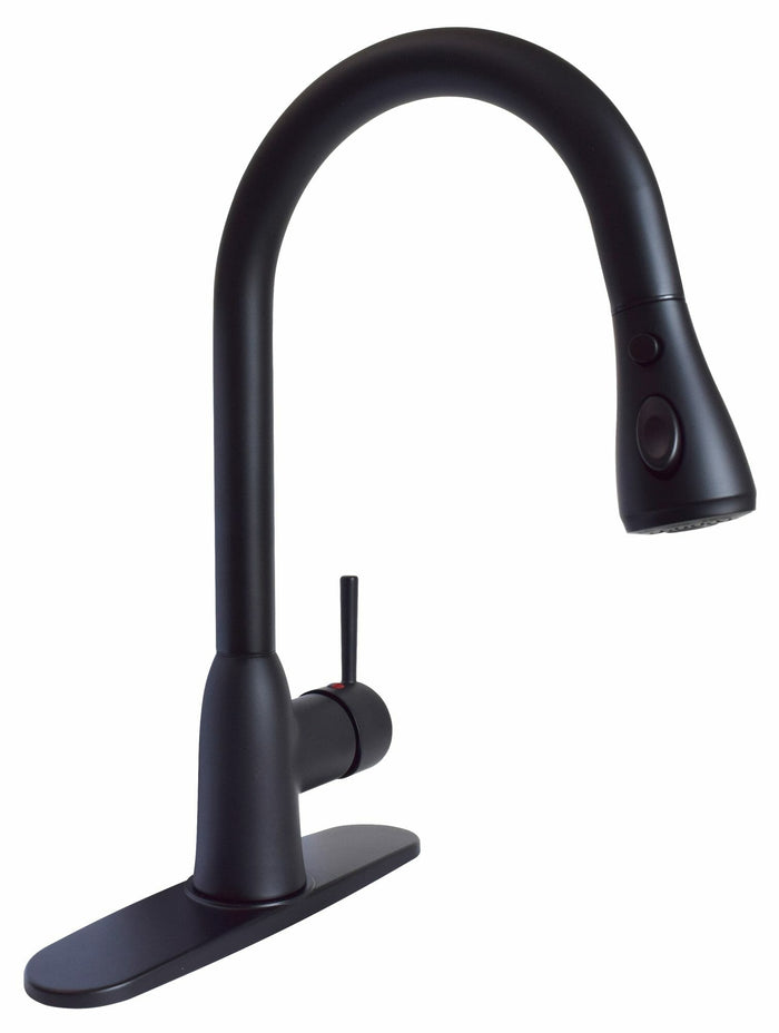 Matte Black Valterra Slimline Single Handle Pull-Down RV Kitchen Faucet - Front Angle | United RV Parts