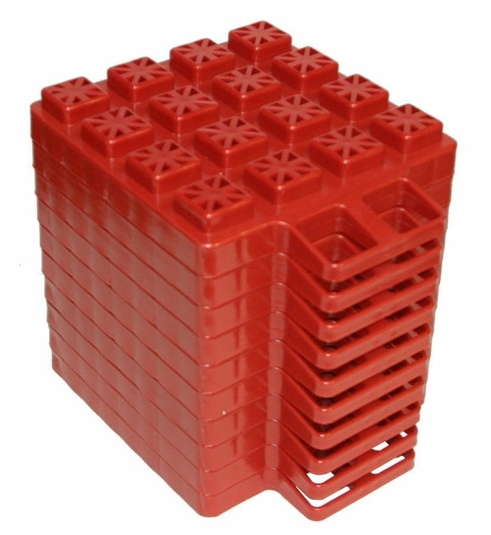 Red Plastic RV Leveling Stackers - Interlocking Blocks Side View | United RV Parts
