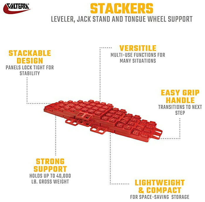 Valterra Stackers Product Features - Leveler Jack Stand Tongue Support | United RV Parts