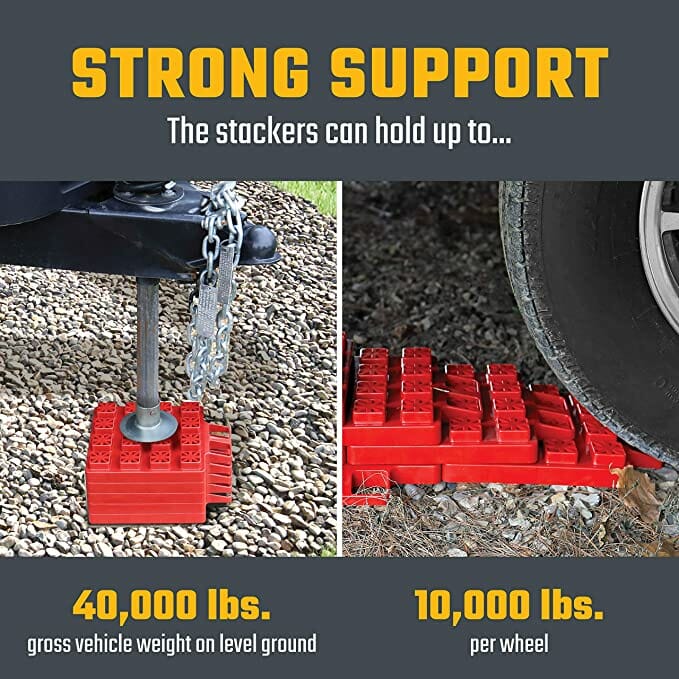 Red RV Stackers Weight Capacity - 40,000 LBS Support Demonstration | United RV Parts