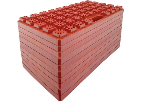 Orange Plastic RV Leveling Stackers 10-Pack Stacked - Angled View | United RV Parts