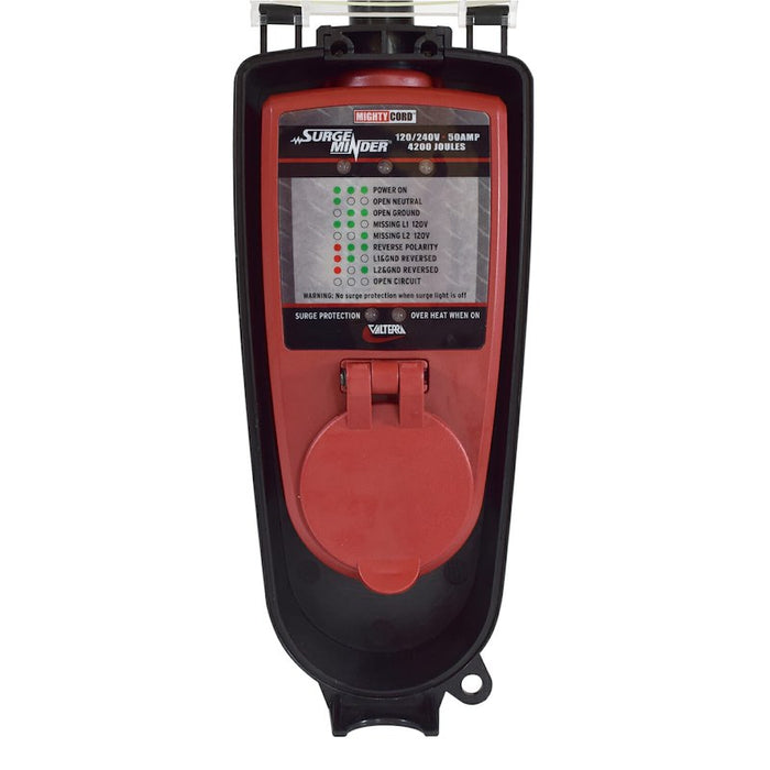 Red Black Valterra SurgeMinder 50A Surge Protector - Front View Display | United RV Parts