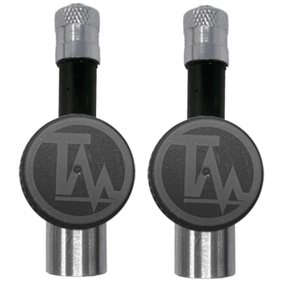 Black Metal TireMinder Flow-Through RV TPMS Transmitters 2-Pack - Front View | United RV Parts