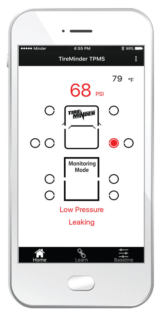 TireMinder Smart TPMS Mobile App - Tire Monitoring Screen | United RV Parts