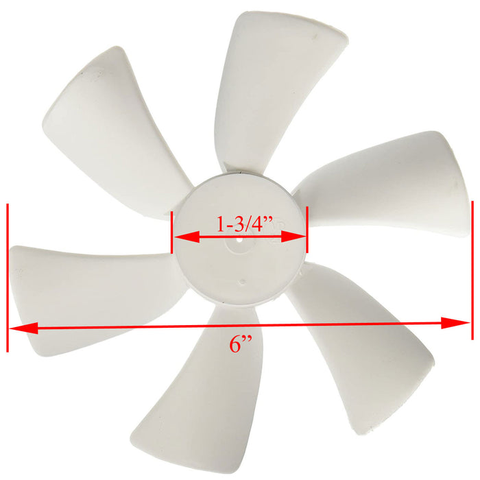 Ventline 6" RV Roof Vent Fan Blade BVA0163-00 with 1-3/4" Hub Dimension Diagram | United RV Parts