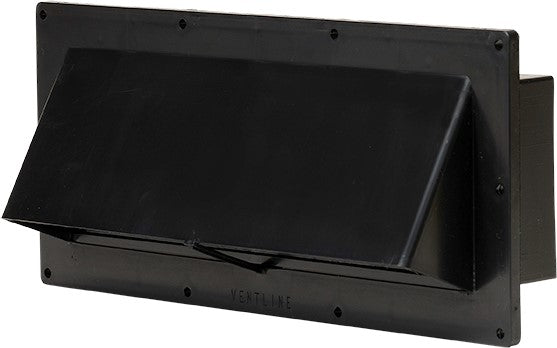 Black Ventline BV2111-55 Range Wall Exhaust Vent with Locking Damper - Front View | United RV Parts