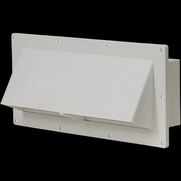 White Plastic RV Range Wall Exhaust Vent BV2111-61 - Front Angle View | United RV Parts