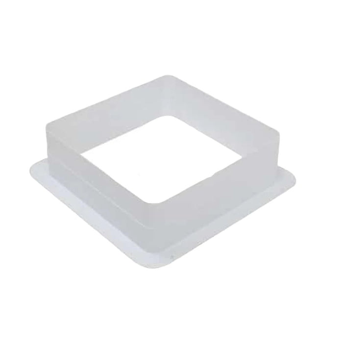 White Plastic RV Roof Vent Garnish VA0445-36 4-1/8" Deep - Angled View | United RV Parts