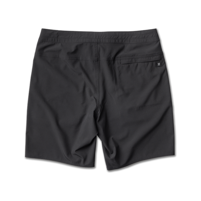 Roark Venture Black boardshorts displayed with a focus on durable and stylish adventure wear, ideal for surfing and outdoor activities.