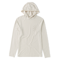 Long-sleeved white hoodie with a relaxed fit, designed for adventure and comfort by Roark.