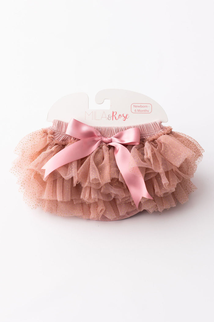 Vintage Pink & Gold Glitter Ruffle Tutu Bloomer-Mila & Rose ®