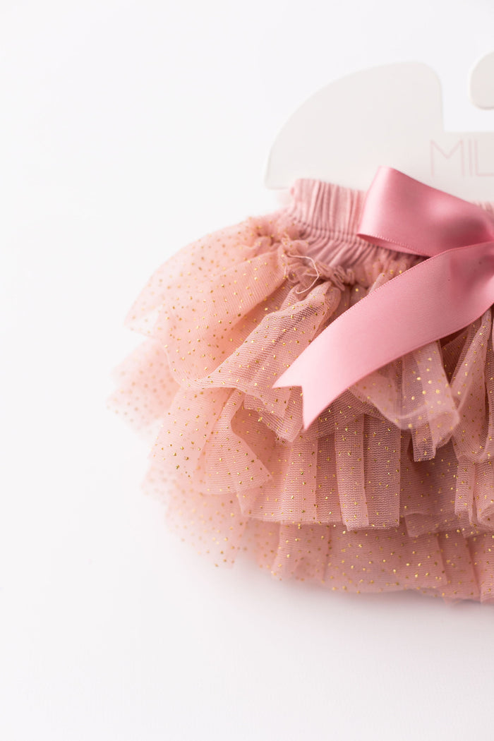 Vintage Pink & Gold Glitter Ruffle Tutu Bloomer-Mila & Rose ®