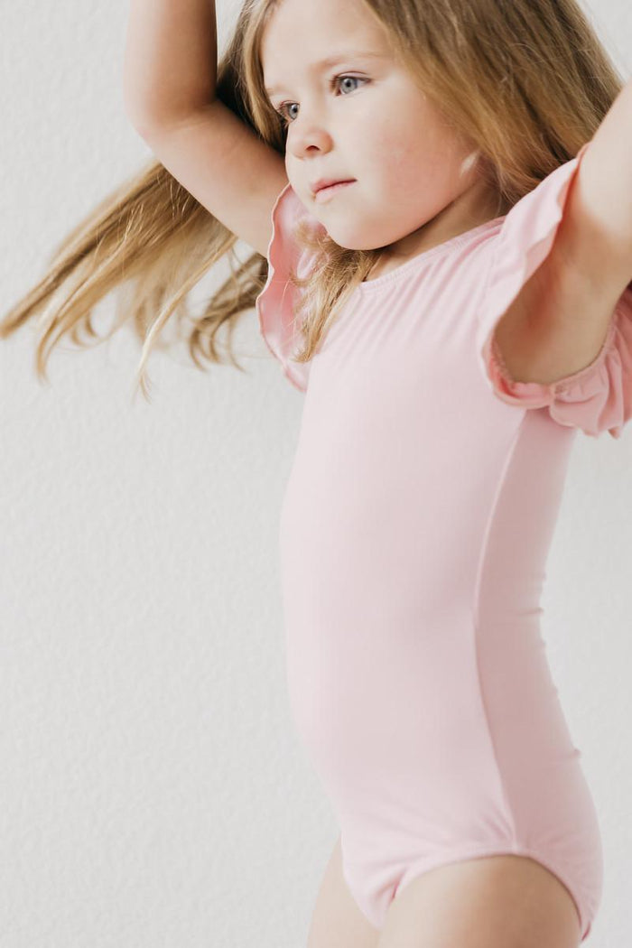 Vintage Pink S/S Flutter Sleeve Leotard-Mila & Rose ®