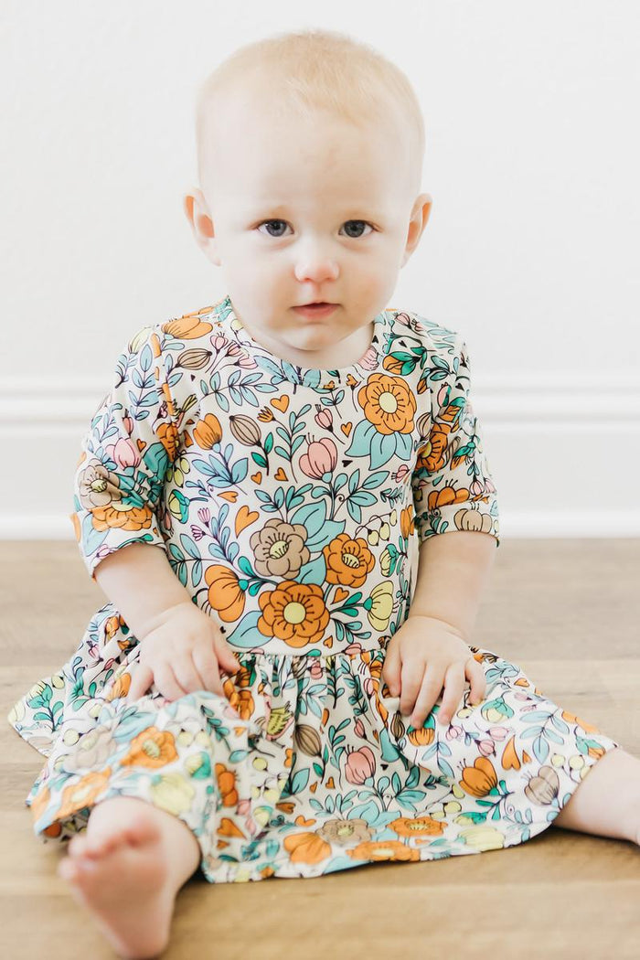 Vintage Vibes 3/4 Sleeve Twirl Bodysuit-Mila & Rose ®