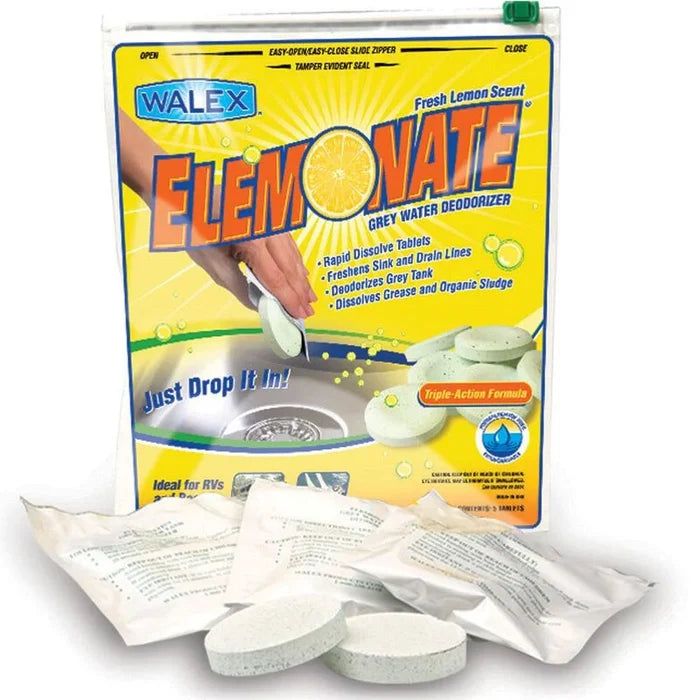 Walex Elemonate Grey Water Tank Deodorizer Tablets 5-Pack - Front View | United RV Parts