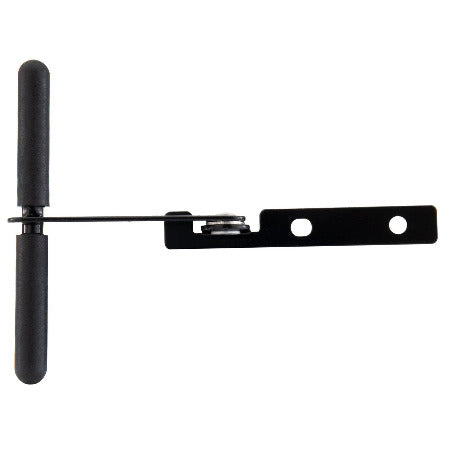 Black Metal Refrigerator Travel Bracket - Extended Position Side View | United RV Parts