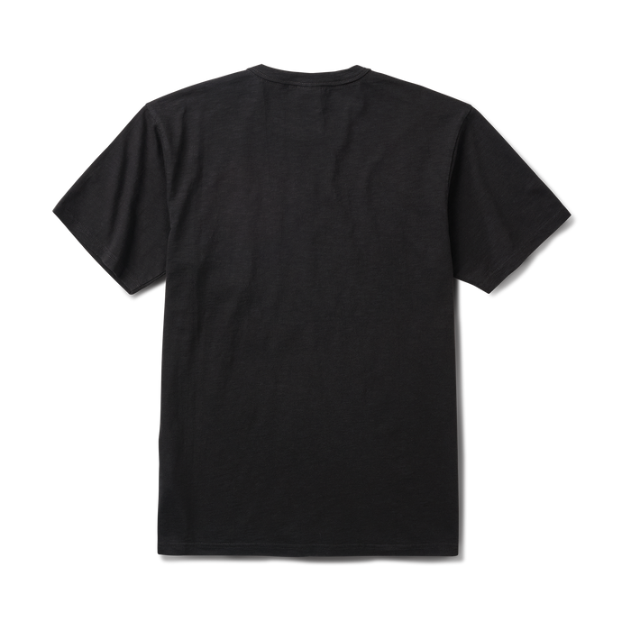 Black active t-shirt by Roark, featuring durable textile design suitable for adventure and travel.