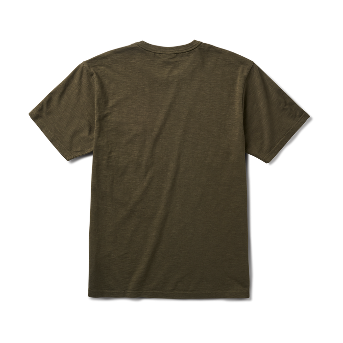 Active man wearing a military green Roark active shirt with visible sleeve detail, designed for outdoor adventure and travel.