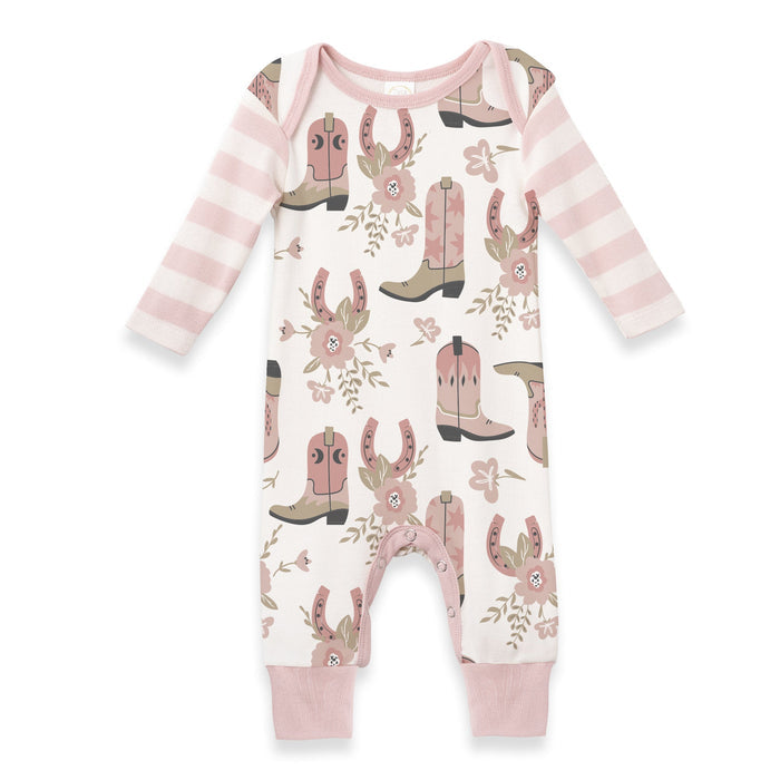 Western Cowgirl Boots Baby Cotton Romper